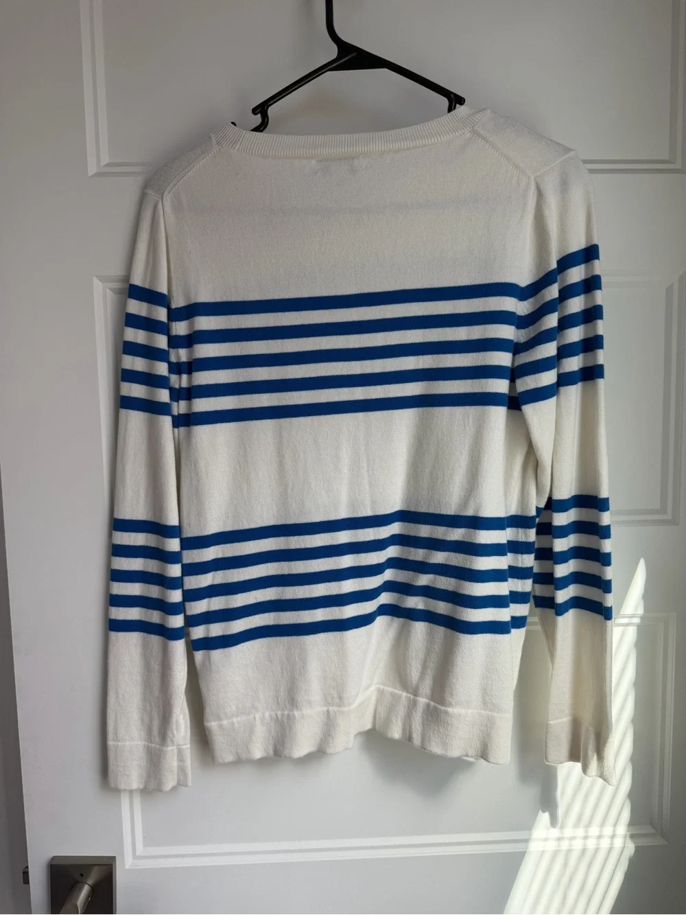 J. Crew Teddie Crewneck Sweater with Blue Stripes